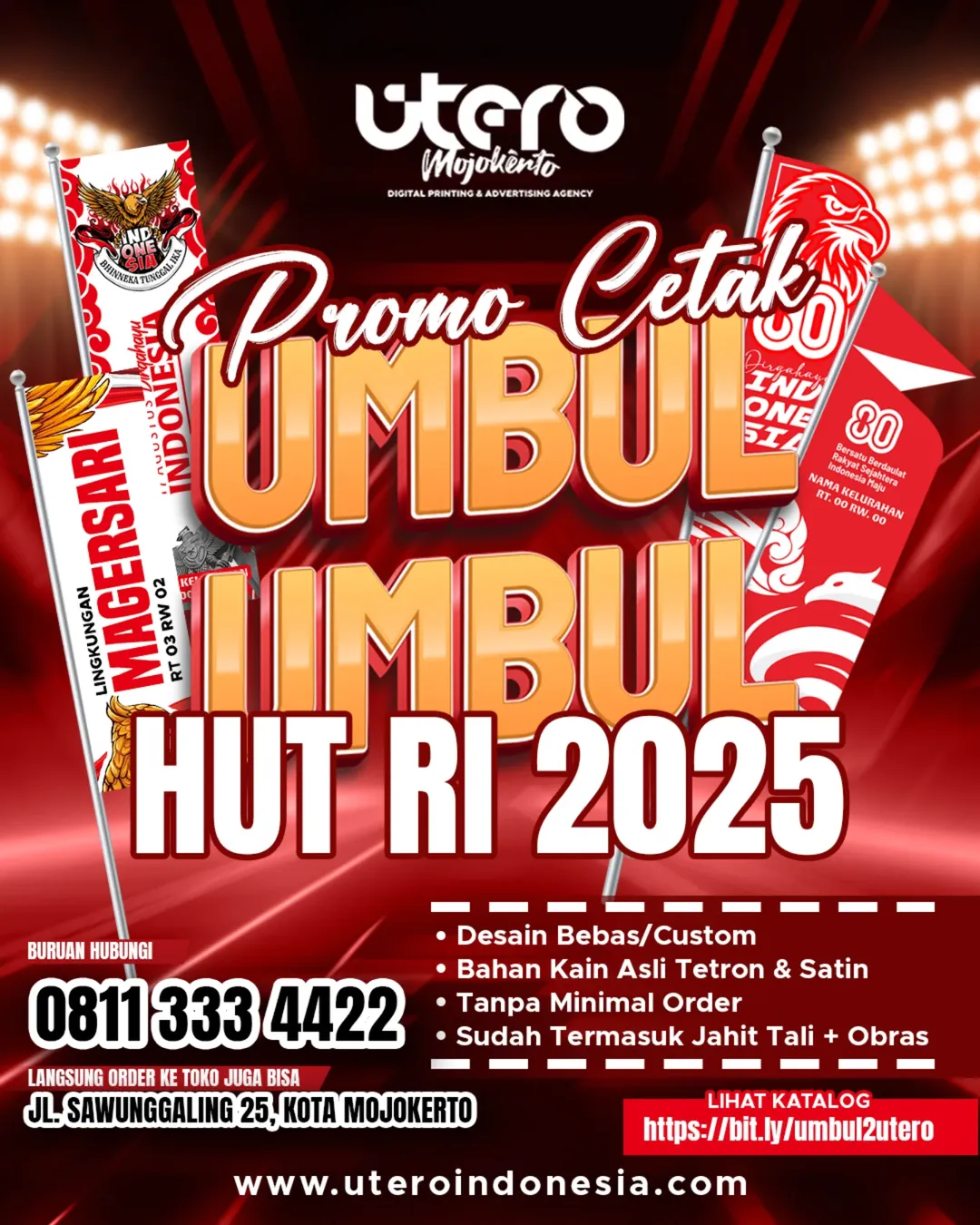 Promo Cetak Umbul umbul HUT ke 80 RI di UTERO Mojokerto EPOCHSTREAM